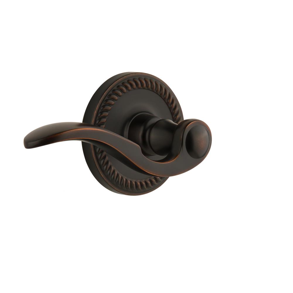 Grandeur by Nostalgic Warehouse NEWBEL Privacy Right Handed Knob - Newport Rosette with Bellagio Lever in Timeless Bronze
